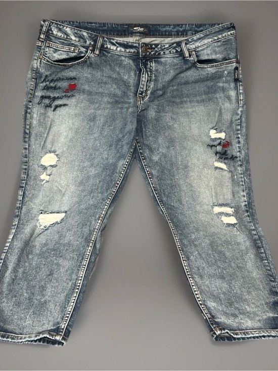 Silver Jeans Denim - Silver Jeans Elyse Slim Crop Women's W22/L26 Distressed Embroidered Denim J05